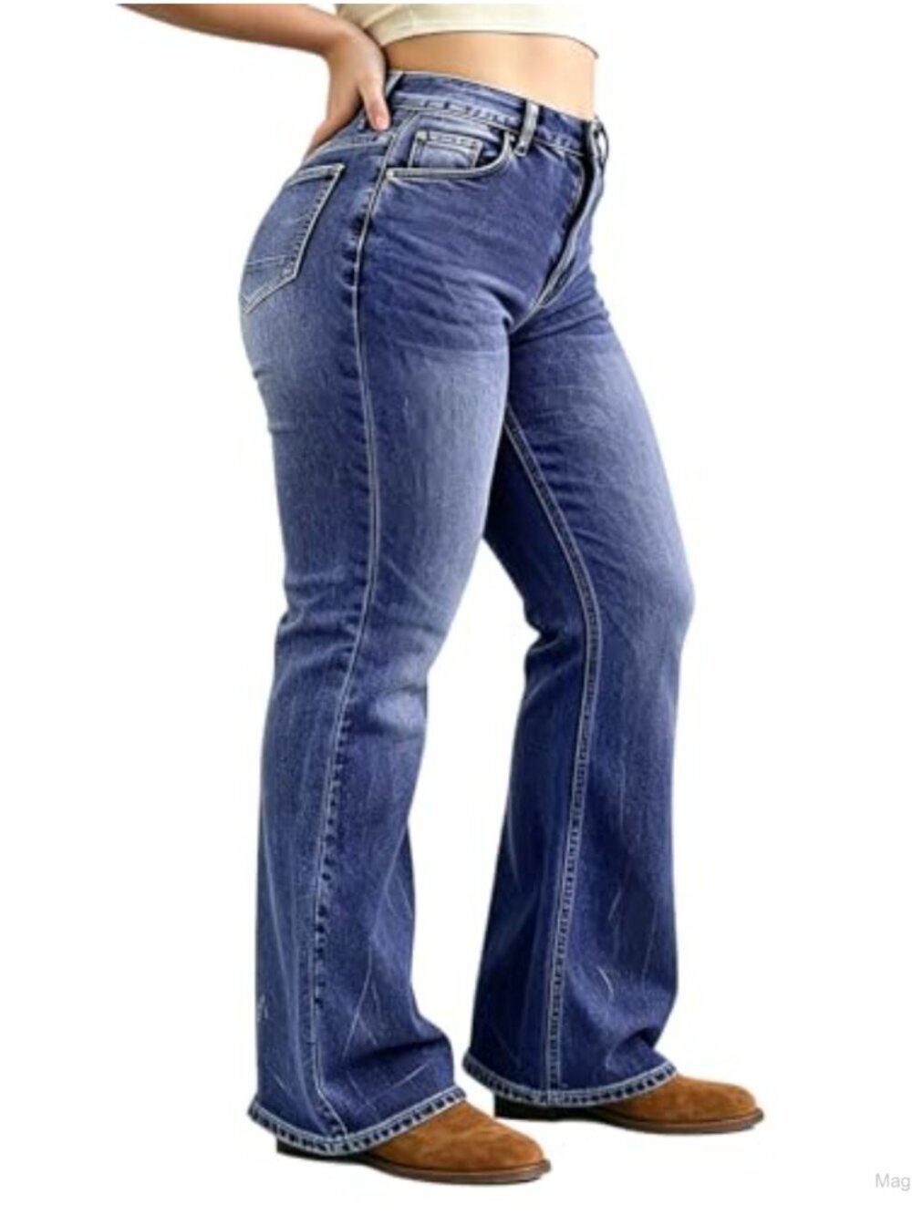 Plus Size Bootcut Jeans High Waisted Stretchy Flare Wide Leg Denim